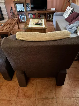 2 poltrone reclinabili Tessuto marrone e beige 