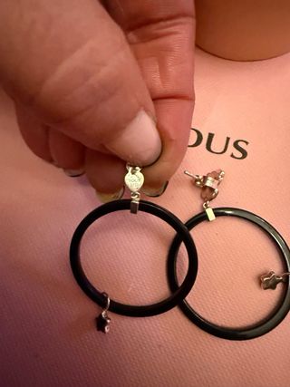 Pendientes Tous Aro Negro y Plata