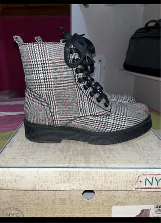 Botines cuadros grises talla 38