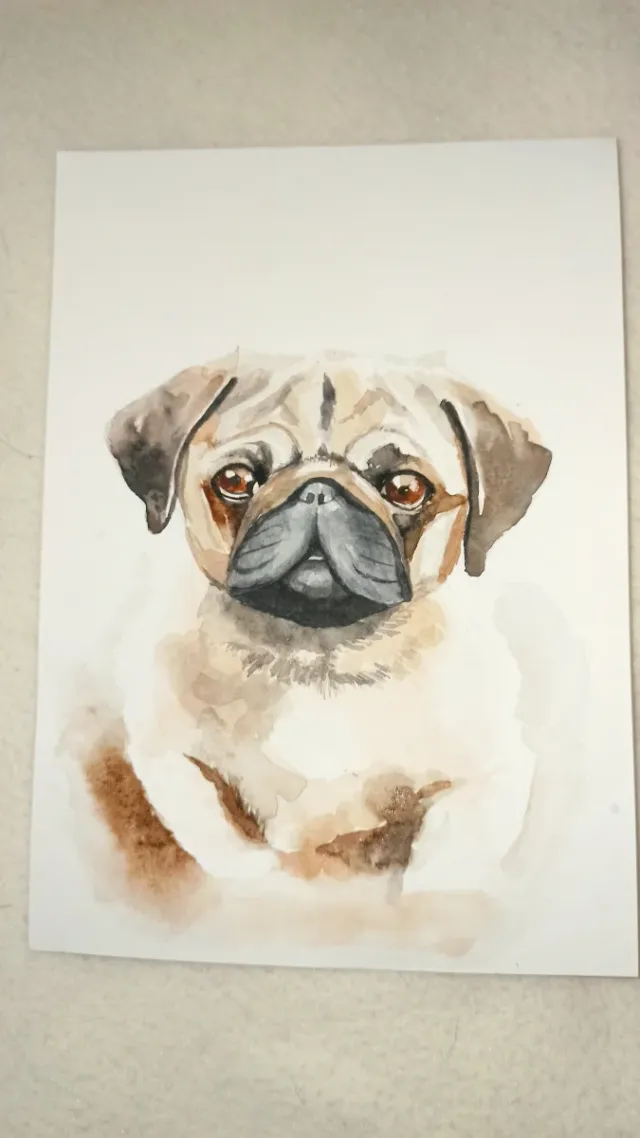 Acuarela Pug Carlino