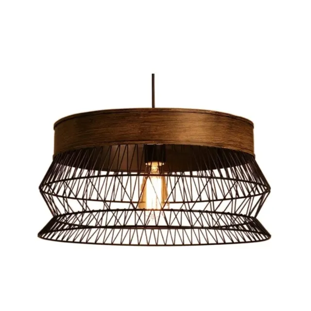 Lampada industriale metallo e legno