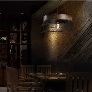 Lampada industriale metallo e legno