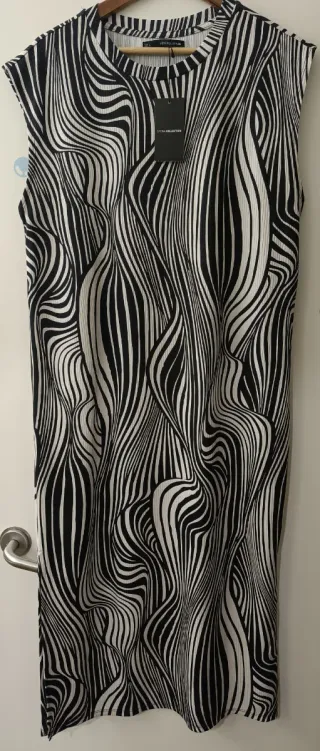 Vestido Sfera Talla L Negro y Blanco