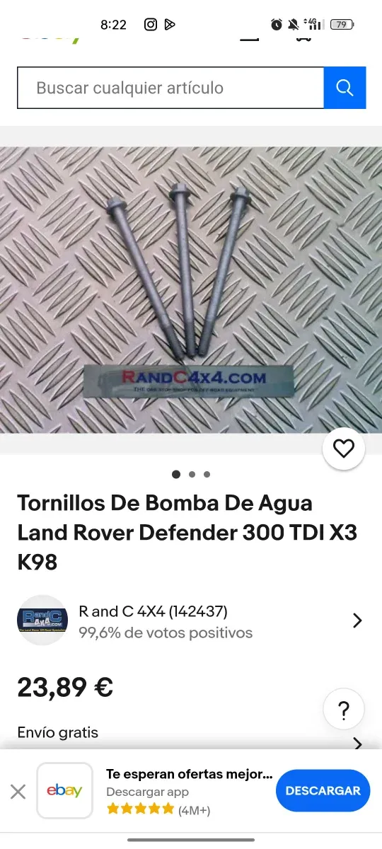 Tornillos Bomba Agua Land Rover Discovery 300 TDI