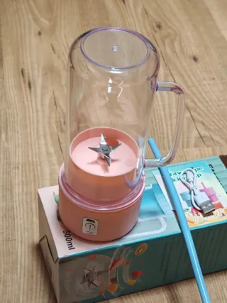 Batidora Vaso 500ml con Pajita Rosa