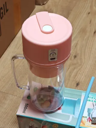 Batidora Vaso 500ml con Pajita Rosa