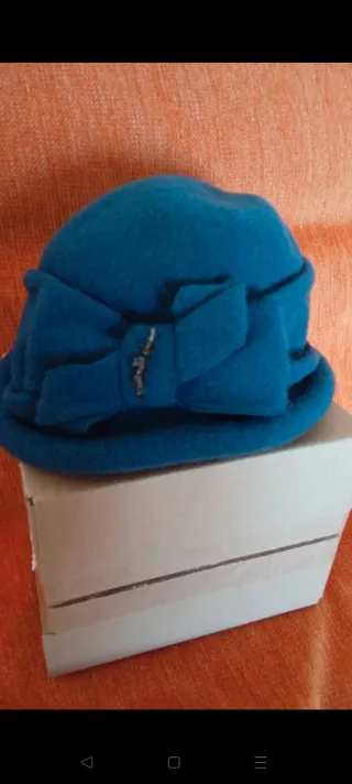 Cappello lana vintage blu