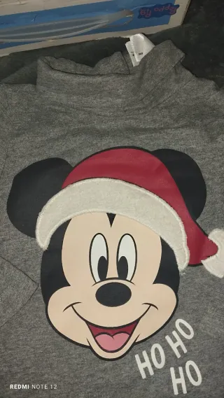 Camiseta Mickey Navidad Talla 9 meses + Puzzle