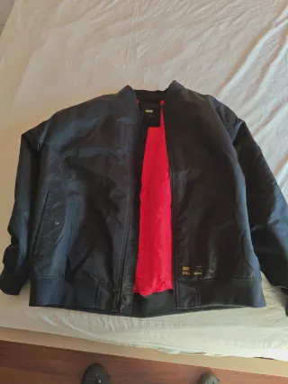 Chaqueta Bomber Vans Negra Roja
