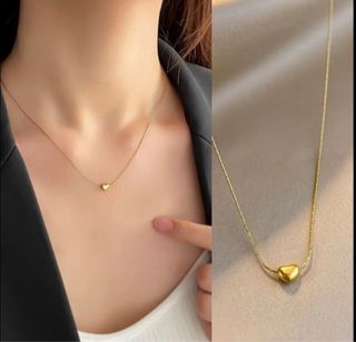 Elegante Collar con corazón oro 18k para mujer!!
