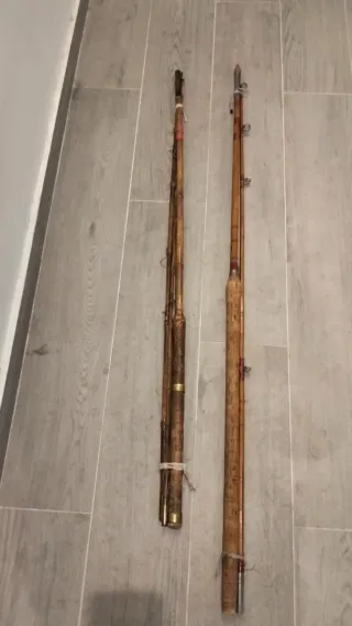 Cañas de pescar antigua de bambú