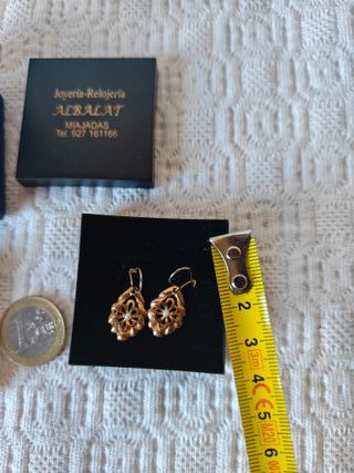 Lote pendientes vintage dorados de oro 18K perla