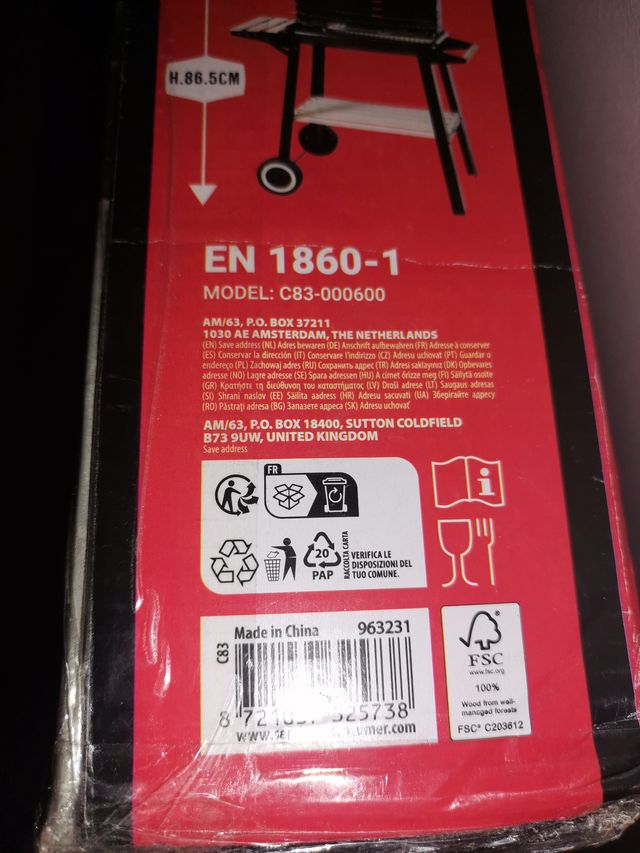 Barbacoa BBQ con certificación GS y TÜV SÜD