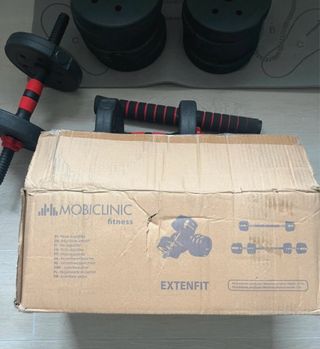 Pesas ajustables con barras y discos