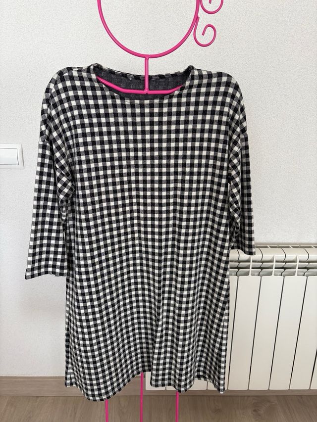 Vestido cuadros blanco y negro