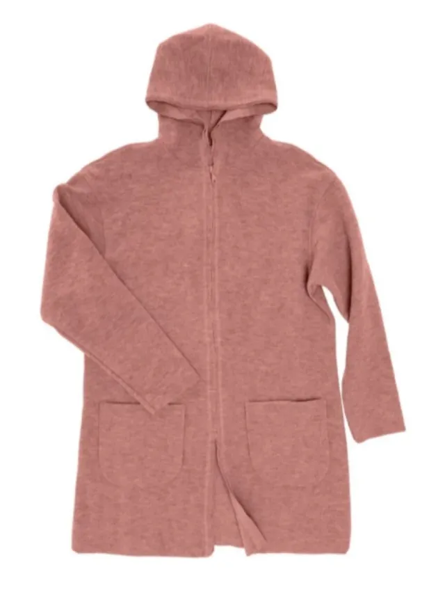 Cappotto Engel rosa con cappuccio