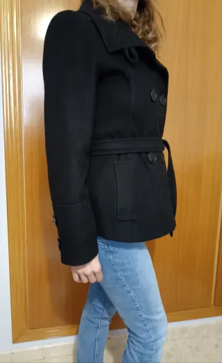 Chaqueta negra mujer con cinturón