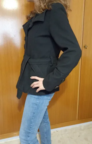 Chaqueta negra mujer con cinturón