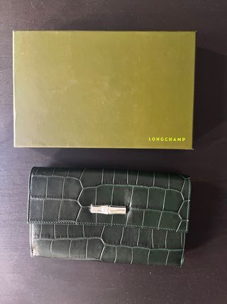 Cartera Longchamp verde cocodrilo