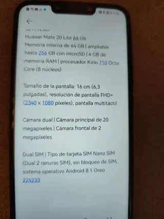 Huawei Mate 20 lite Negro
