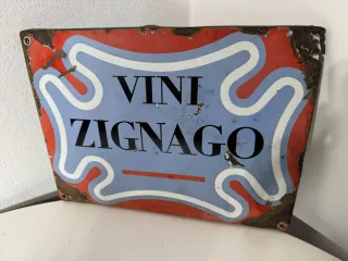 Insegna Vini Zignago pubblicitaria smaltata