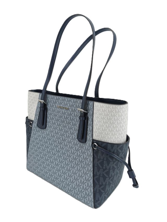 Bolso Tote Michael Kors Voyager Grande Azul Blanco