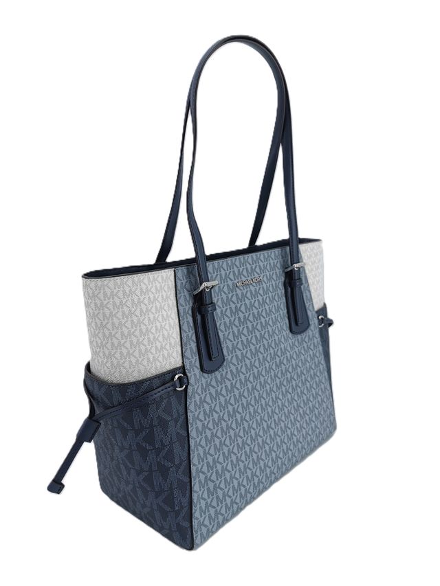 Bolso Tote Michael Kors Voyager Grande Azul Blanco
