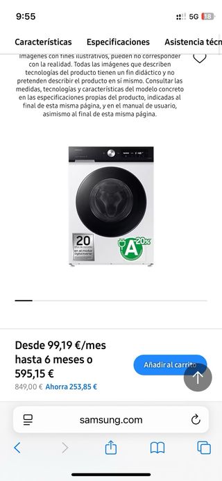 Lavadora Samsung Blanca