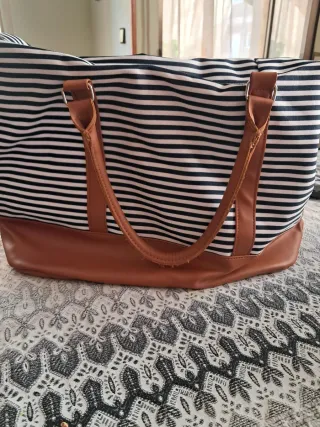 Bolsa de viaje rayas azul y marrón