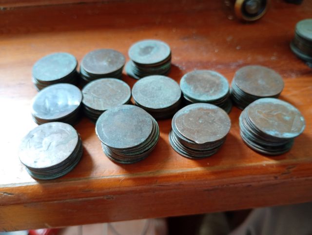 Monedas cobre 1870 perra gorda y chica