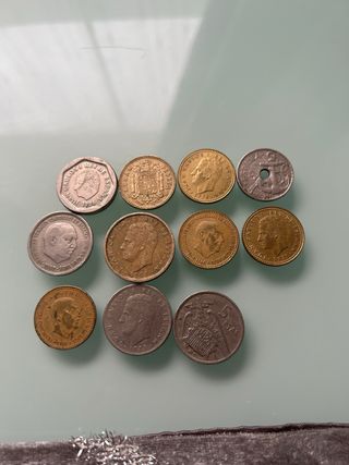 Lote monedas: Franco y Rey Juan Carlos