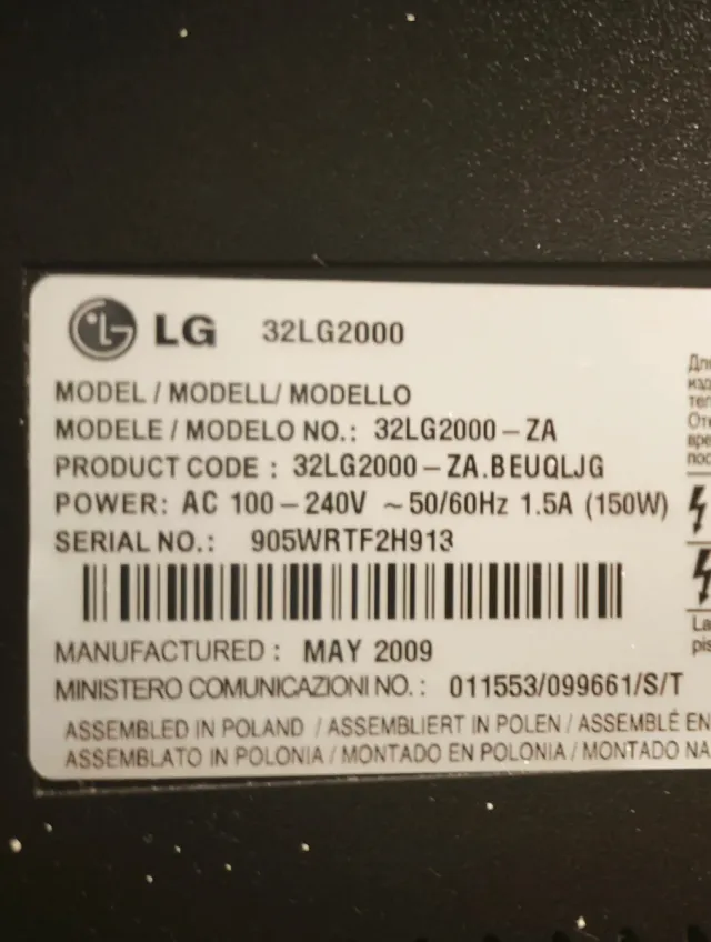 Televisión LG 32LG2000-ZA LED Negra