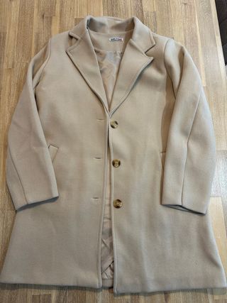 Abrigo de paño mujer beige