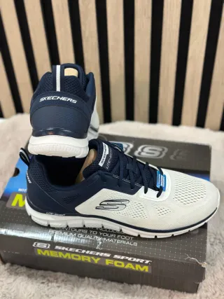 Zapatillas Skechers Hombre Azul y Blanco