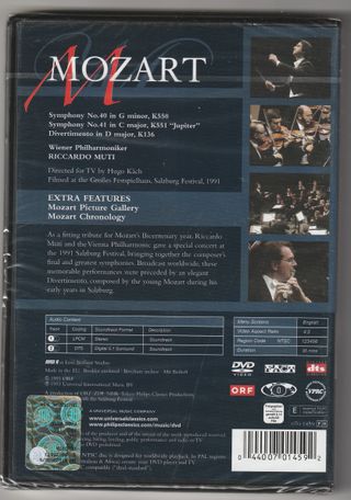 DVD Mozart Sinfonie 40 &amp; 41 Muti Nuovo Sigilla