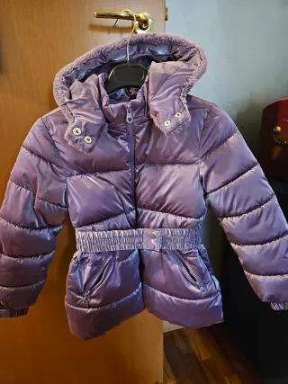 Giubbino bambina viola con cappuccio 7/8 anni