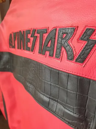 Chaqueta de moto Alpinestars, cuero Roja y Negra