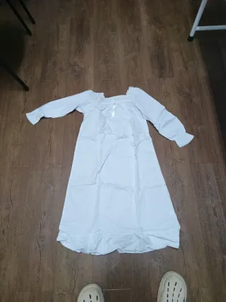 Bata de noche retro blanca talla única. 