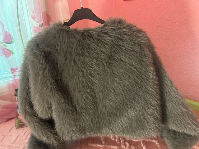 Abrigo Pelo Mujer Gris