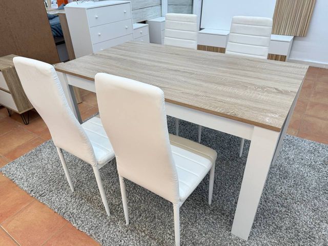 Mesa Comedor Nórdica 140cm Madera Blanca
