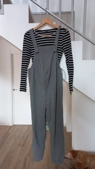 Peto premamá y camiseta rayas