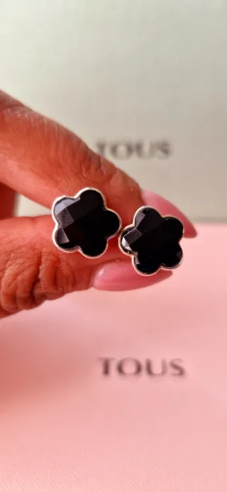 Pendientes Tous Plata y Ónix Flor