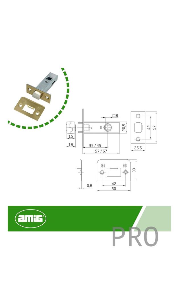 Picaporte de Acero Latonado Amig