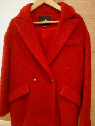 Abrigo tweed rojo Maje Talla 36