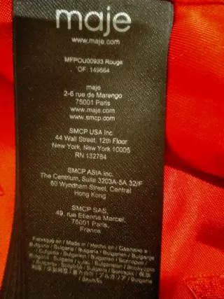 Abrigo tweed rojo Maje Talla 36