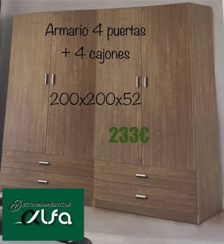 Armario 4 puertas + 4 cajones 200x200x52