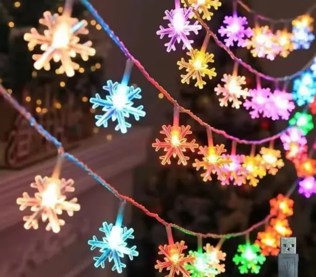 Ghirlanda luminosa LED a fiocco di neve LED multicolore USB