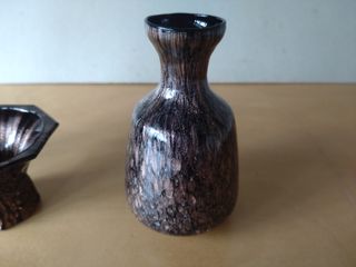 Tris vasetti vetro Murano avventurina rame