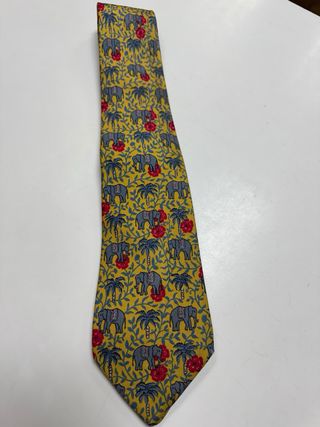 Corbata Hermes Elefantes Amarilla 