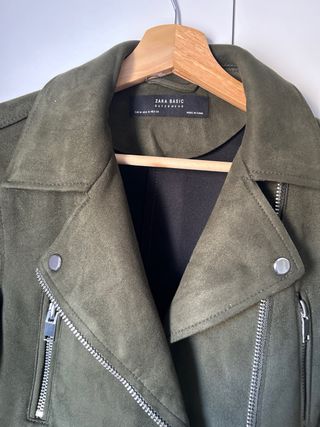 Chaqueta Zara ante verde oscuro